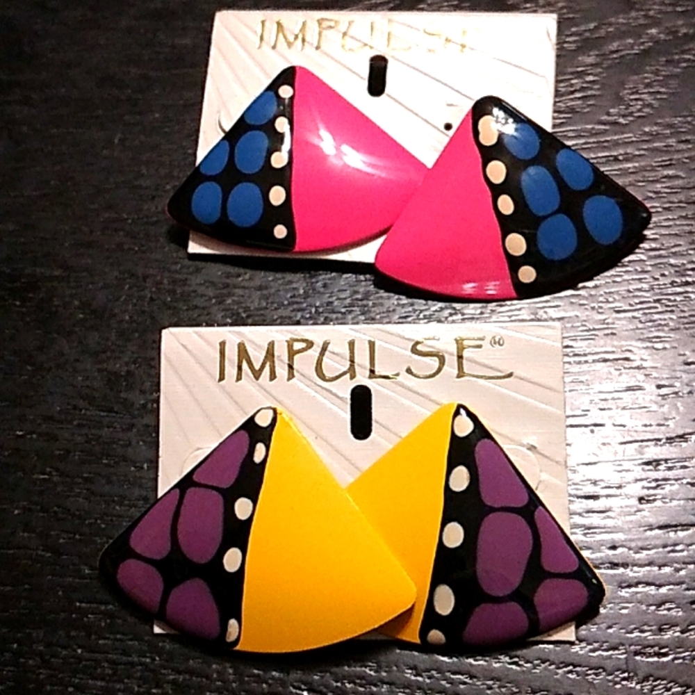 Triangular Pop enameled metal post earrings